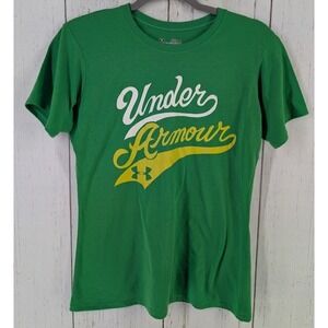 Under Armour Size Small Green Semi Fitted Logo‎ Short Sleeve Casual Top